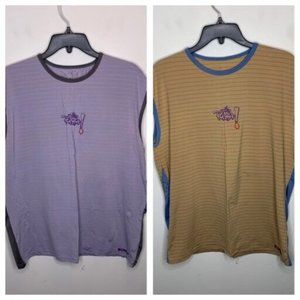 Burly Mens M Tan/Purple The Rush Sleeveless Shirt Bundle of 2